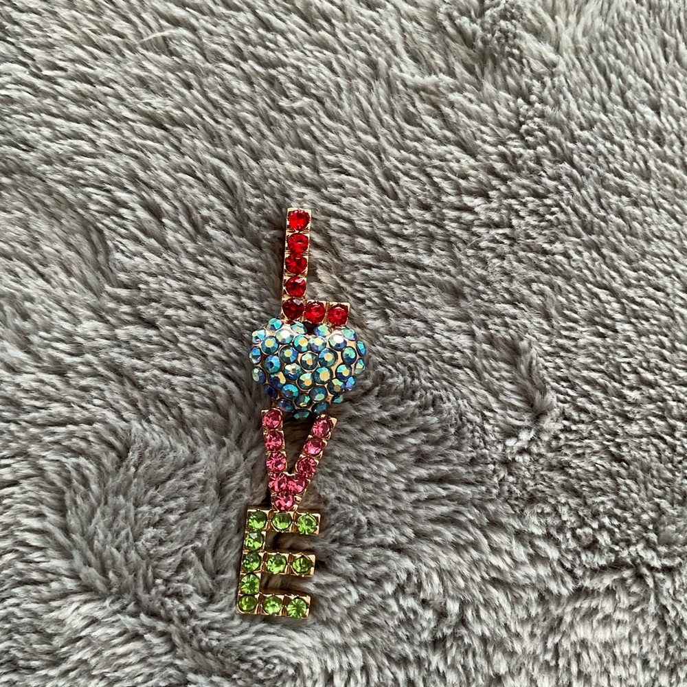 Colorful Rhinestone LOVE Brooch